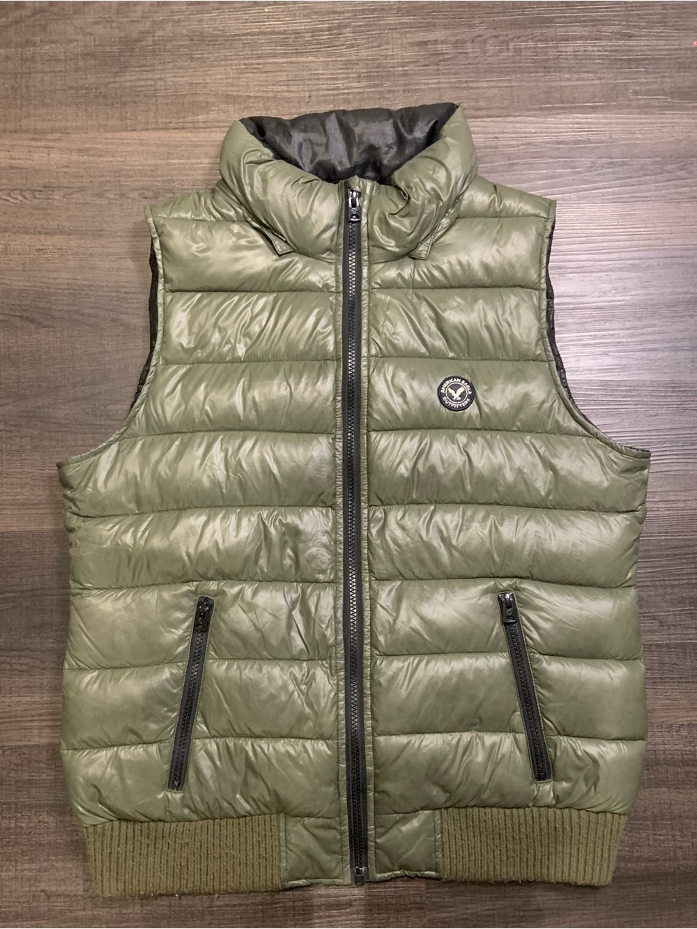 American Eagle Outfitters Olive Green Quilted Puffer Vest